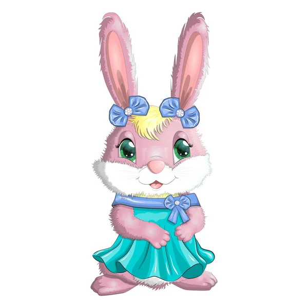 Кролик Картун Дівчинка Сукні Принцеса Тихий Дитячий Персонаж Великдень Весна — стоковий вектор