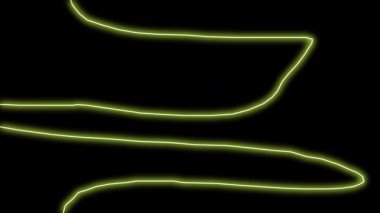 Neon arka plan. Parlak neon ışık çizgileri görünür ve kaybolur. Sahne animasyonu veya vj döngüsü için hareket arkaplanı. Modern neon çizgileri döngüleniyor