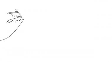 Sahilde palmiye ağaçlarının aralıksız çizilmesinin animasyonu.