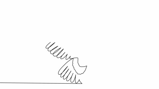 Self Drawing Animation Continuous One Single Line Drawing Silhouette Bird — Stock Video