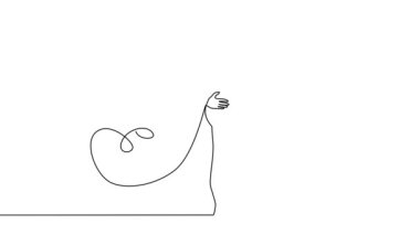 Benlik, çizim, animasyon, sürekli tek çizgi. Hamile bir kadın emziriyor. Elle çizilmiş resim silueti. Satır sanatı