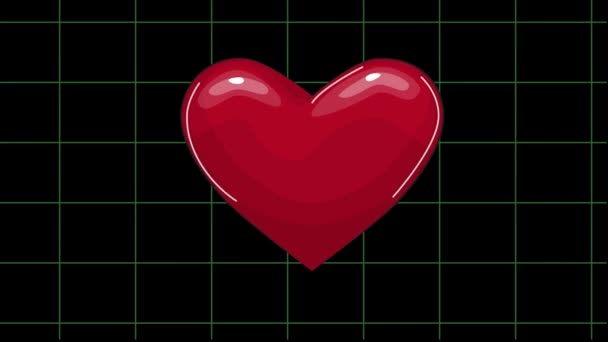 ハートビートのシームレスなループアニメーション 背景ハートビートライン心拍数表示画面医学研究 心臓のリズムをグラフにした心電図の医療画面です — ストック動画