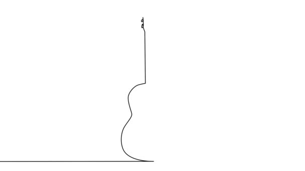Анимация Непрерывного Линейного Рисования Большой Акустической Гитары — стоковое видео
