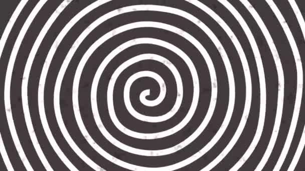 Psikedelik Dönen Birkaç Daire Yuvarlak Çizgili Siyah Beyaz Çizgiler Hipnotik — Stok video