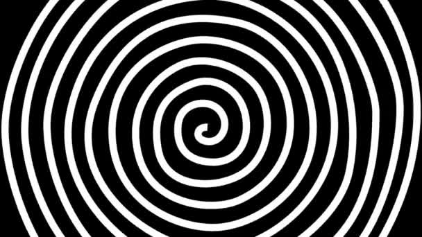 Psychedelisch Wirbelnde Kreise Runde Schwarz Gestreifte Weiße Linien Rotierende Hypnotische — Stockvideo