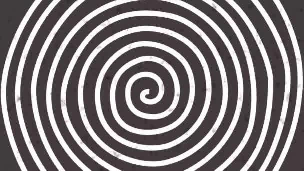 Psychedelický Vířící Pár Kruhů Kulaté Pruhované Černé Bílé Čáry Rotující — Stock video