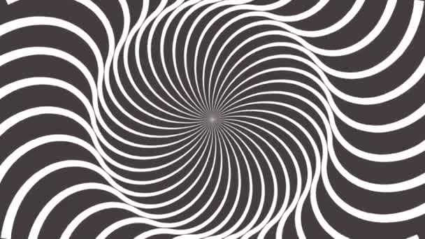 Psychedelický Vířící Pár Kruhů Kulaté Pruhované Černé Bílé Čáry Rotující — Stock video