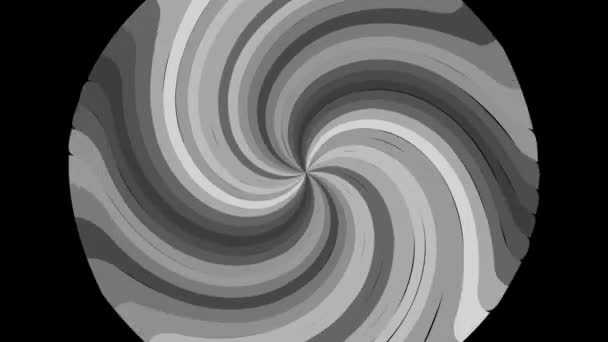 サイケデリック ツイスト サークル 丸い縞模様の黒い白い線 催眠的回転抽象化を渦巻く オペラ アートの効果 光の幻想 シームレスな高齢化 穀物効果ループアニメーション — ストック動画