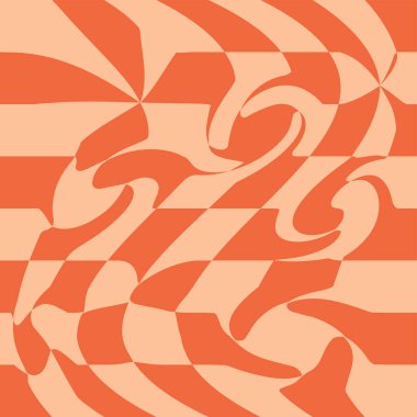 1970 Wavy Girdap deseni Turuncu ve Pembe renklerde. 70 'ler Tarzı, Harika Arkaplan, Duvar Kağıdı, Yazdırma. Düz, Hippi Estetiği
