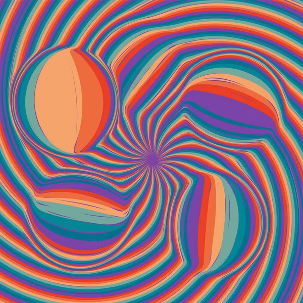 1970 Wavy Swirl Seamless Pattern Orange Und Rosa Farben Siebziger — Stockvektor