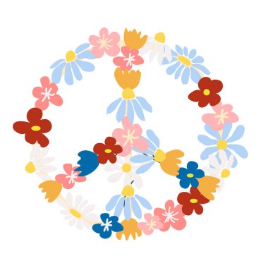 Pasifik sembolü. Geleneksel çiçek tacı. Dünya barışı. Çizgi film tarzında düzenlenebilir illüstrasyon.