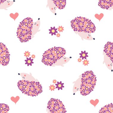 Kirpi çiçeği, iğne yerine çiçek. Çiçekleri ve şirin kirpileri olan kusursuz çocuksu çiçek deseni.