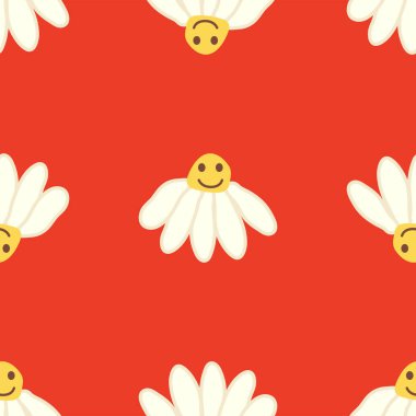 Papatya çayı gülüşü 1970 model. Havalı papatya retro pürüzsüz desen. Hippi Estetiği