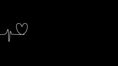Self kalp atışları ve kalp atışları çiziyor, aşkı simgeliyor. Siyah arkaplanda kalp ritminin grafiği olan elektrokardiyogram tıbbi ekran