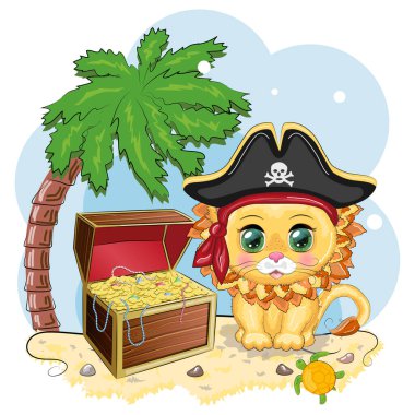Aslan korsan, oyunun çizgi film karakteri, bandana takmış vahşi bir kedi ve kafatası ve göz bandıyla takılmış bir şapka. Parlak gözlü ve hazine sandıklı bir karakter.