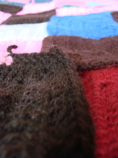 Crochet Texture Colorful Squares Pattern Crochet Knit Squares Multi Coloured — Stock Photo, Image