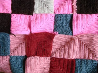 Tığ işi dokusu, renkli kare desenleri. Örgü Örgü Kareleri Çok Renkli