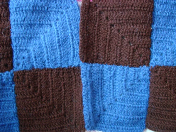 Textura Ganchillo Patrón Cuadrados Colores Crochet Cuadrados Punto Multicolor — Foto de Stock