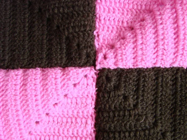 Crochet Texture Colorful Squares Pattern Crochet Knit Squares Multi Coloured — Fotografia de Stock