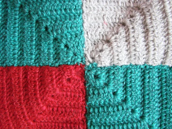 Textura Ganchillo Patrón Cuadrados Colores Crochet Cuadrados Punto Multicolor —  Fotos de Stock