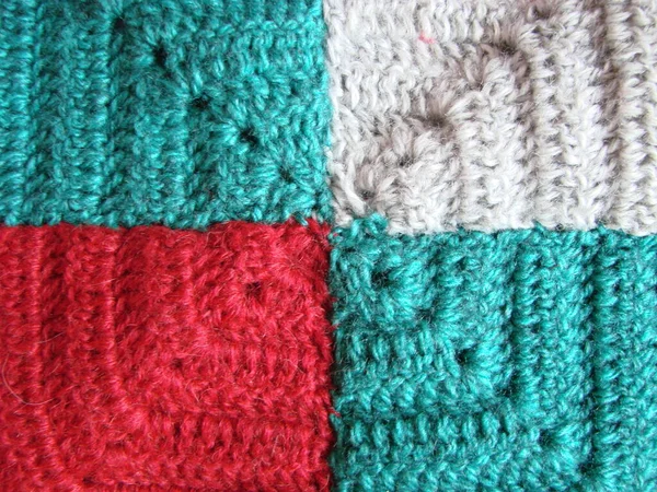 Crochet Texture Colorful Squares Pattern Crochet Knit Squares Multi Coloured — Zdjęcie stockowe