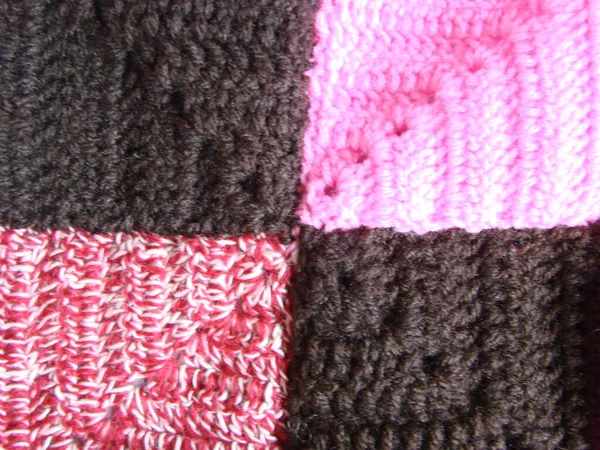 Crochet Texture Colorful Squares Pattern Crochet Knit Squares Multi Coloured — Photo