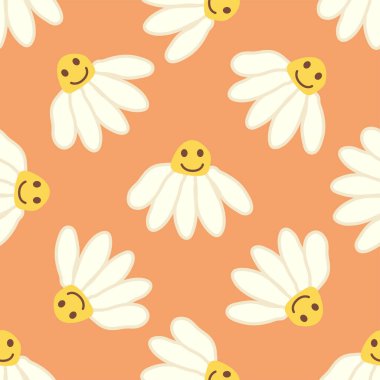 Papatya çayı gülüşü 1970 model. Havalı papatya retro pürüzsüz desen. Hippi Estetiği