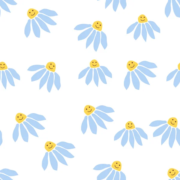 Groovy Daisy Retro Seamless 번웃는 대히피 장식물 꽃무늬 — 스톡 벡터
