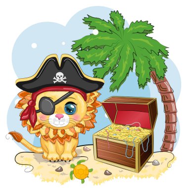 Aslan korsan, oyunun çizgi film karakteri, bandana takmış vahşi bir kedi ve kafatası ve göz bandıyla takılmış bir şapka. Parlak gözlü ve hazine sandıklı bir karakter.