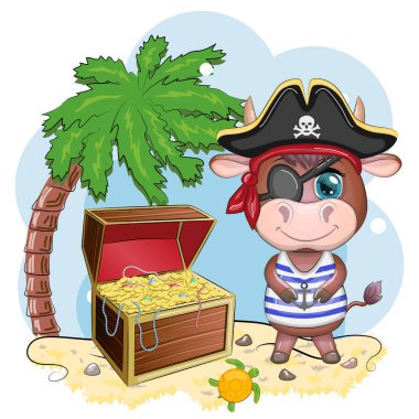 Boğa, inek korsanı, oyunun çizgi film karakteri, bandana takmış vahşi bir hayvan ve kafataslı, göz bandı takmış bir şapka. Parlak gözlü ve hazine sandıklı bir karakter.