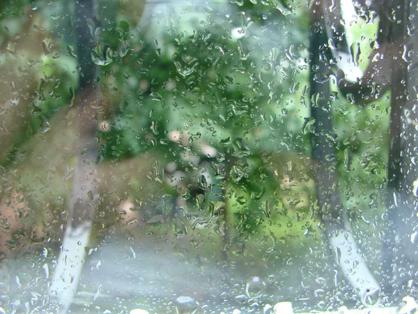 Jours Pluvieux Gouttes Pluie Sur Surface Fenêtre Gouttes Sur Verre — Photo