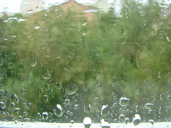 Deszczowe Dni Krople Deszczu Powierzchni Okna Krople Szkło — Zdjęcie stockowe