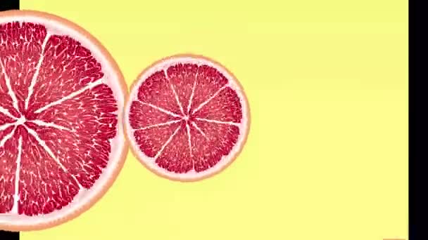 Juicy Grapefruit Circles Spin Appear Disappear Fall Water Orange Red — Stock Video