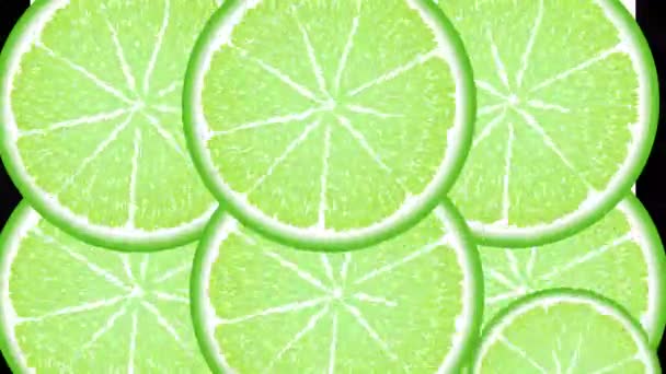 Les Cercles Citron Vert Juteux Tournent Apparaissent Disparaissent Tombent Dans — Video