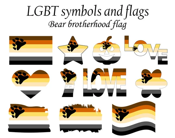 Meleg Medve Büszkeség Zászló Medve Testvériség Zászlaja — Stock Vector