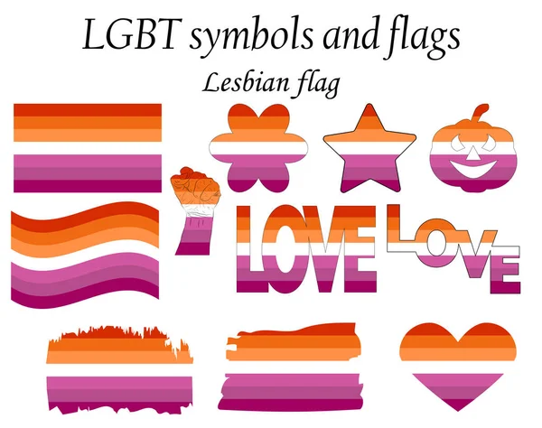 Leszbikus Zászló Illusztráció Leszbikus Büszkeség Zászló Ikon — Stock Vector