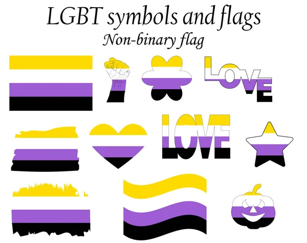 Nem Bináris Büszkeség Közösségi Zászló Lmbt Szimbólum Szexuális Kisebbségi Identitás — Stock Vector