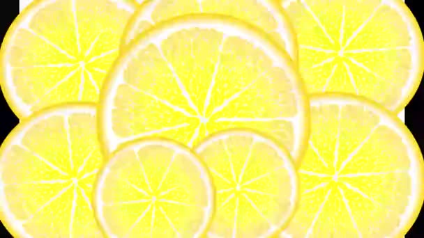Juicy Lemon Circles Spin Appear Disappear Fall Water Orange Red — Stok Video