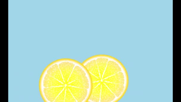 Juicy Lemon Circles Spin Appear Disappear Fall Water Orange Red — Stock video