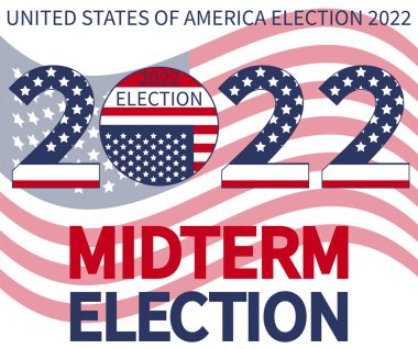 Vize seçimleri günü. 2022 ABD 'ye oy verin, pankart tasarımı. Seçim sandığı posteri. Siyasi seçim kampanyası