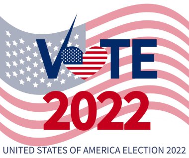 Vize seçimleri günü. 2022 ABD 'ye oy verin, pankart tasarımı. Seçim sandığı posteri. Siyasi seçim kampanyası