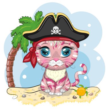 Kedi korsan, oyunun çizgi film karakteri, bandana takmış vahşi bir kedi ve kafatası ve göz bandı takmış bir şapka. Tatlı çocuk karakteri, 2023 yılının sembolü.
