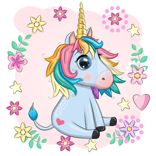 Bonito Unicórnio Desenho Animado Pônei De Fadas Vector De Criança Com Fundo  Doce: Série Fairytale Kawaii Animais Cavalo (bonito Doodles Girly).  Perfeito Para Crianças De Berçário, Cartão, Bebê Chuveiro Menina, Design De