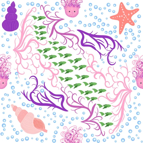 Jellyfish Animals Bright Seamless Patterns Seamless Pattern Detailed Jellyfish Cute — Stock Vector