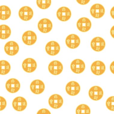 Feng shui Çin parasıyla kusursuz Çin deseni, iyi şans simgesi..