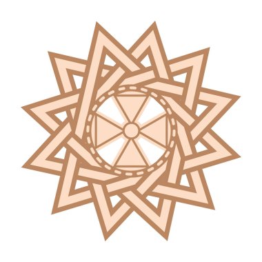 Ertsgamma yıldızı, İskandinav dokuma çelengi ile süslenmiş bir Slav sembolü. Bej rengi, mühür ve güneş tasarımı