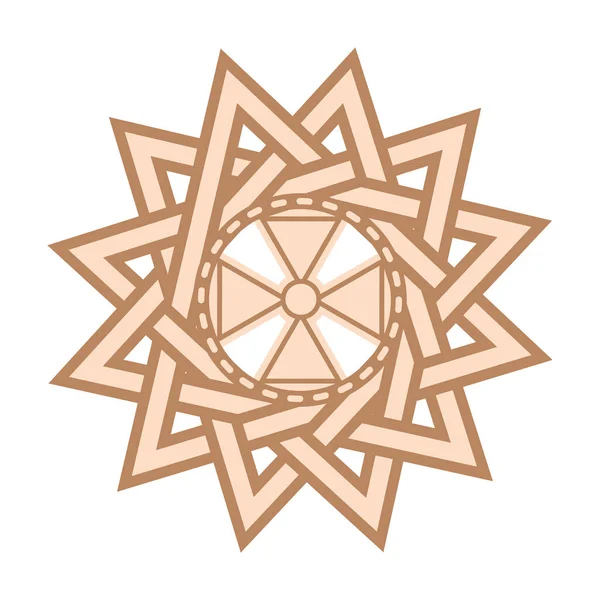 Gwiazda Ertsgamma Słowiański Symbol Ozdobiony Ornamentem Wieńcu Skandynawskiego Tkactwa Beżowy — Wektor stockowy