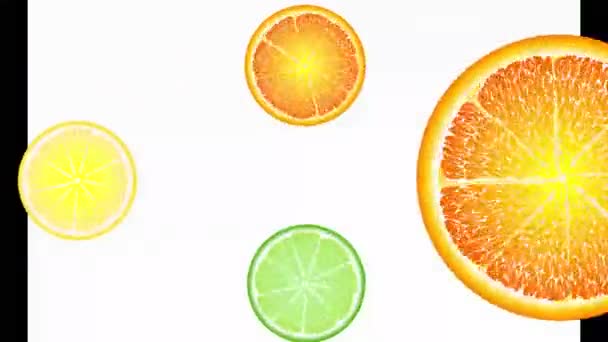 Juicy Frukt Cirklar Snurra Visas Och Försvinna Falla Vattnet Apelsin — Stockvideo