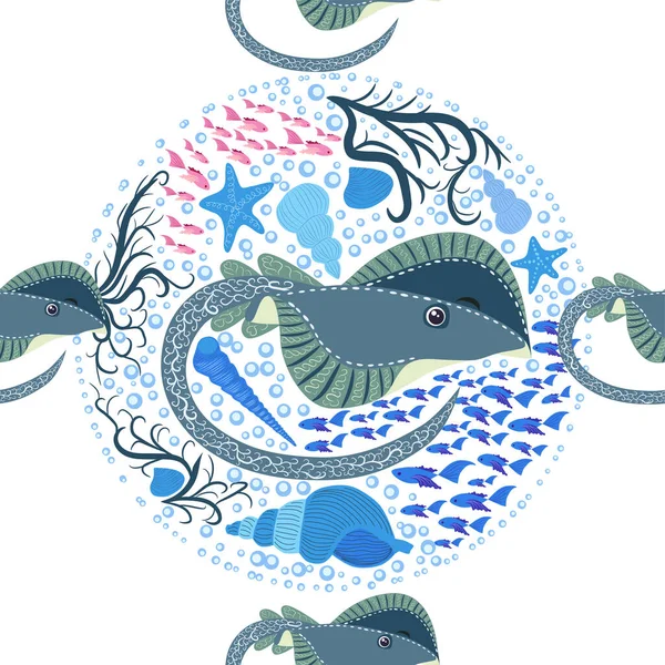 Stachelrochen Batomorphi Meereslebewesen Fische Tiere Helles Nahtloses Muster Seereise Schnorcheln — Stockvektor