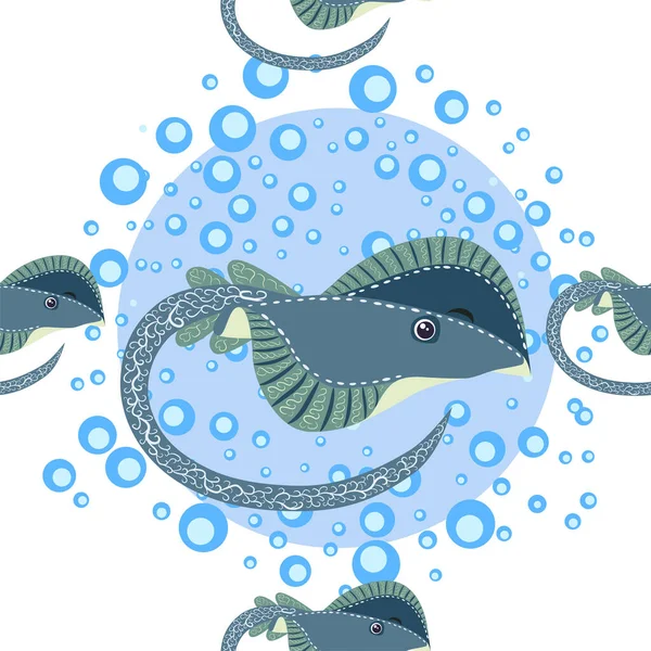 Stingray Batomorphi Морской Жизни Рыбы Животные Яркие Бесшовные Картины Морские — стоковый вектор